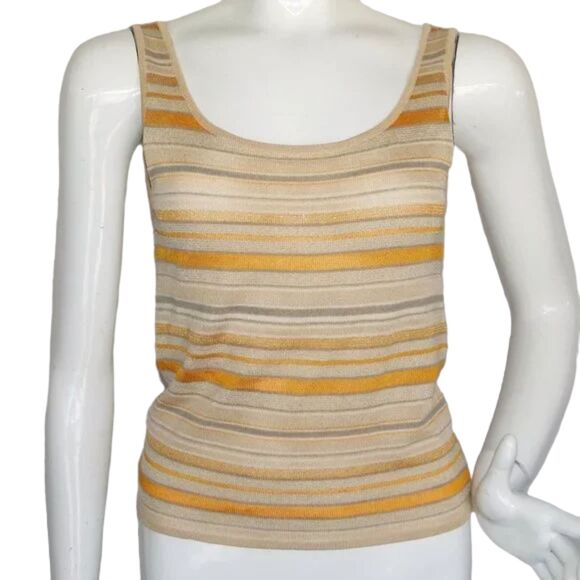 ESCADA Twin Set, 4/6, Jacket/Tank, Golden yellow/Tan Stripes, Magnetic clasps - Picture 10 of 15